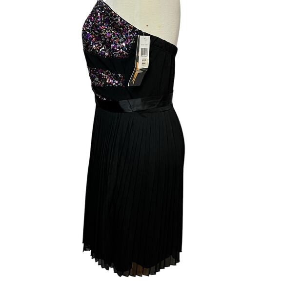 Ruby Rox Vintage Y2K Dress M Black Multi Sequin Strapless Pleated Fairy Showgirl - Picture 3 of 16